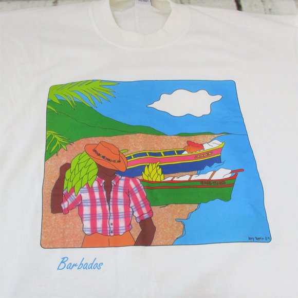 River Bay Barbados Screenprint T-Shirt - Picture 6 of 7